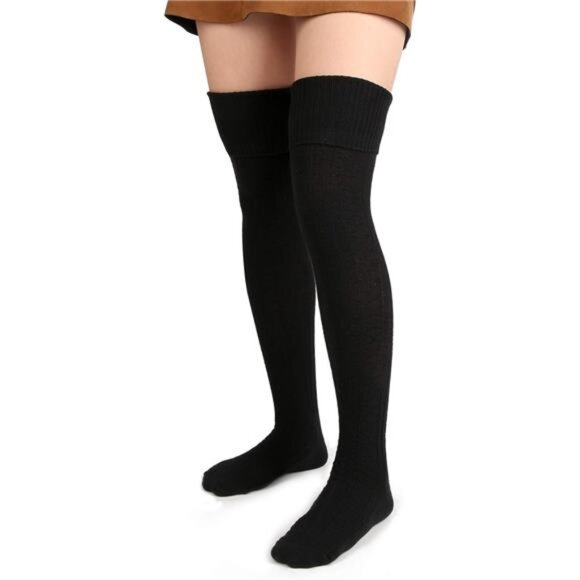 Women Thigh High Socks Extra Long Cotton Knit Warm Thick Tall Long Boot Stocking - Picture 4 of 7